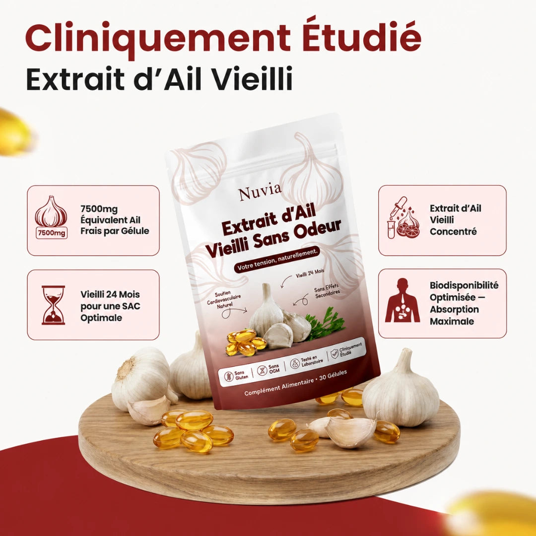 Extrait d'Ail Vieilli — Cliniquement Étudié pour Votre Tension et Votre Cœur