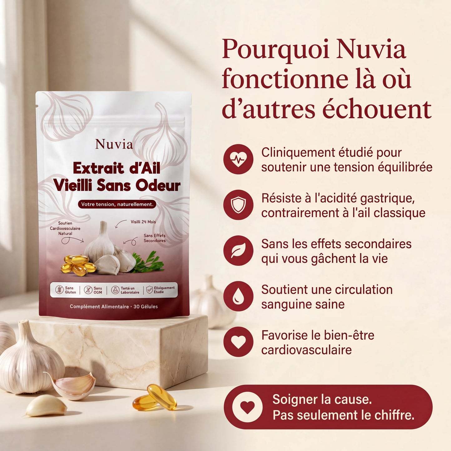 Extrait d'Ail Vieilli — Cliniquement Étudié pour Votre Tension et Votre Cœur